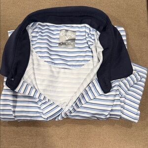 Callaway Navy and White Striped Polo